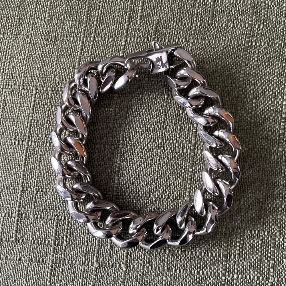 Edforce Curb Link Bracelet - SS.  Mens: 8.5".